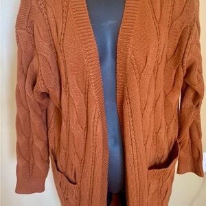 Grace Karin Rust Cable Knit Cardigan